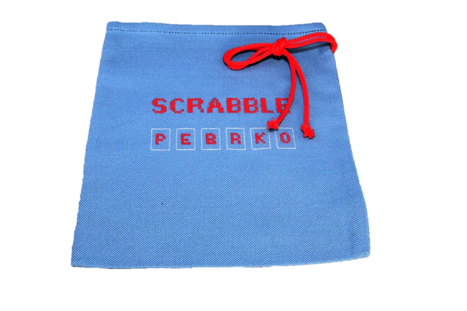 Scrabble stenen zakje; blauw