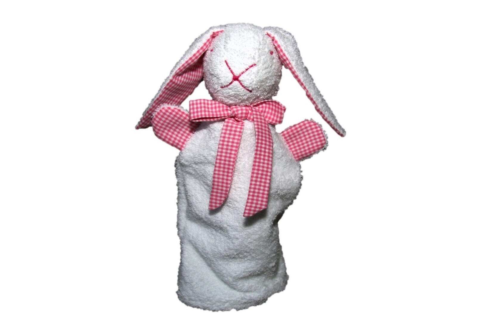 ​Slaaphaas wit; strik roze/witte ruit