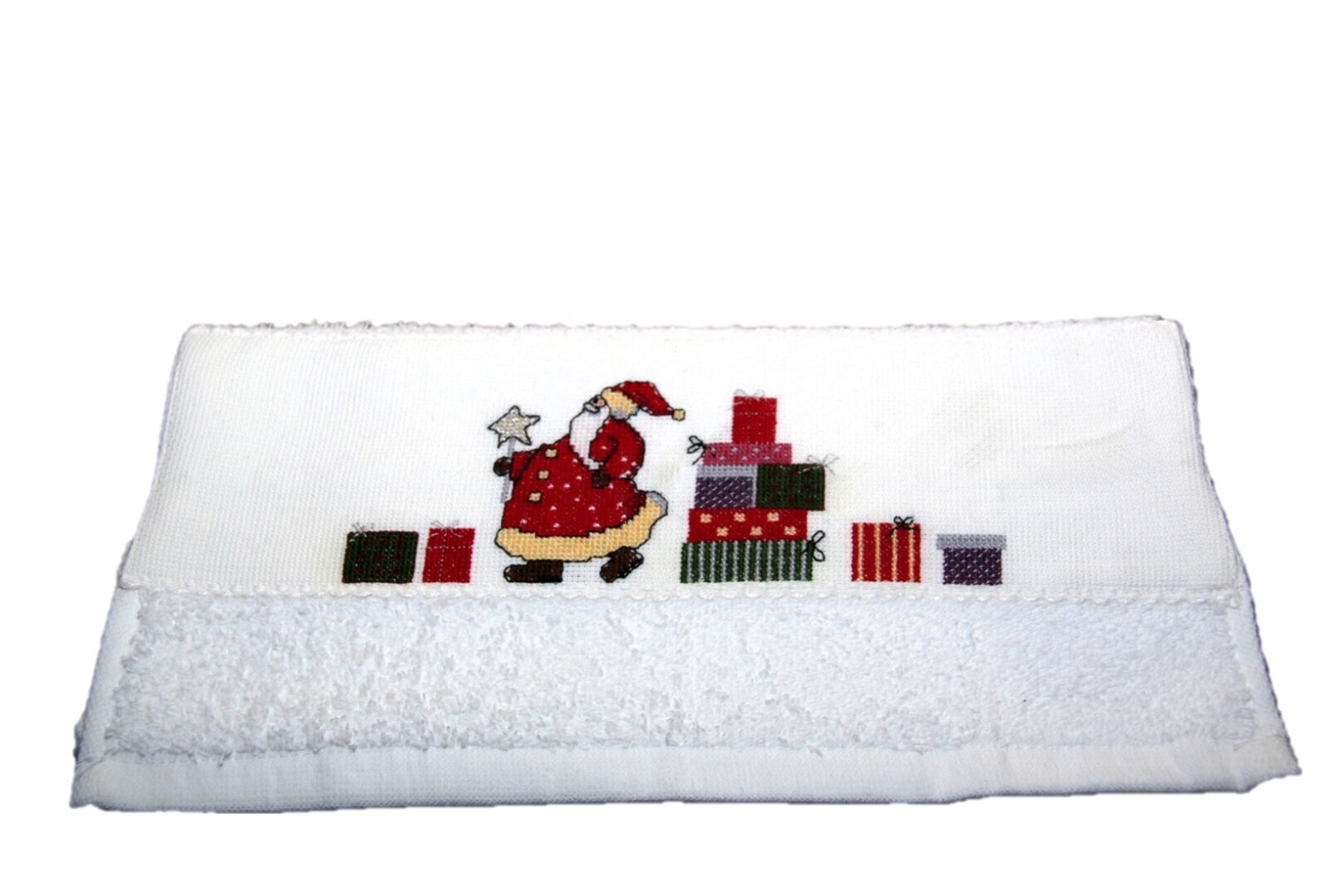 Kerst gastendoekje Kerstman met cadeautjes