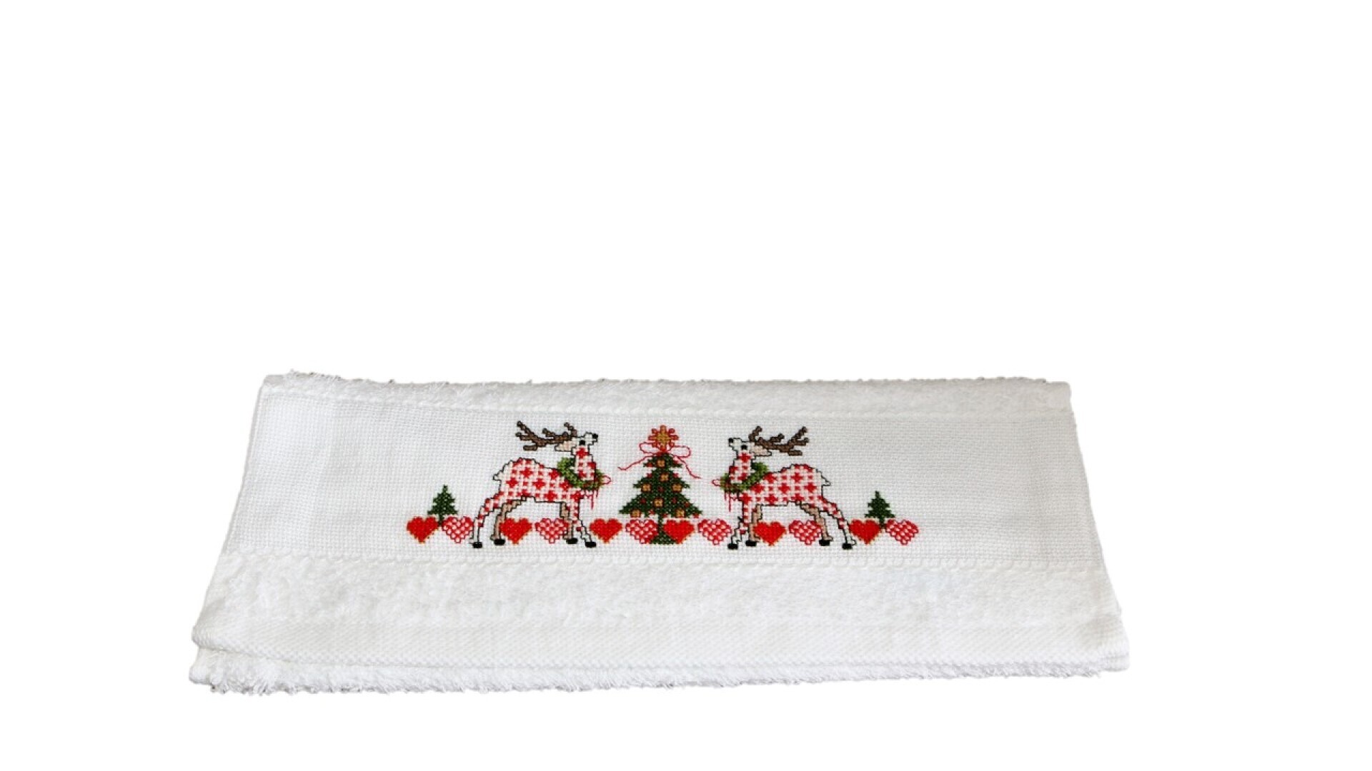 Kerst gastendoekje rendieren-hartjes