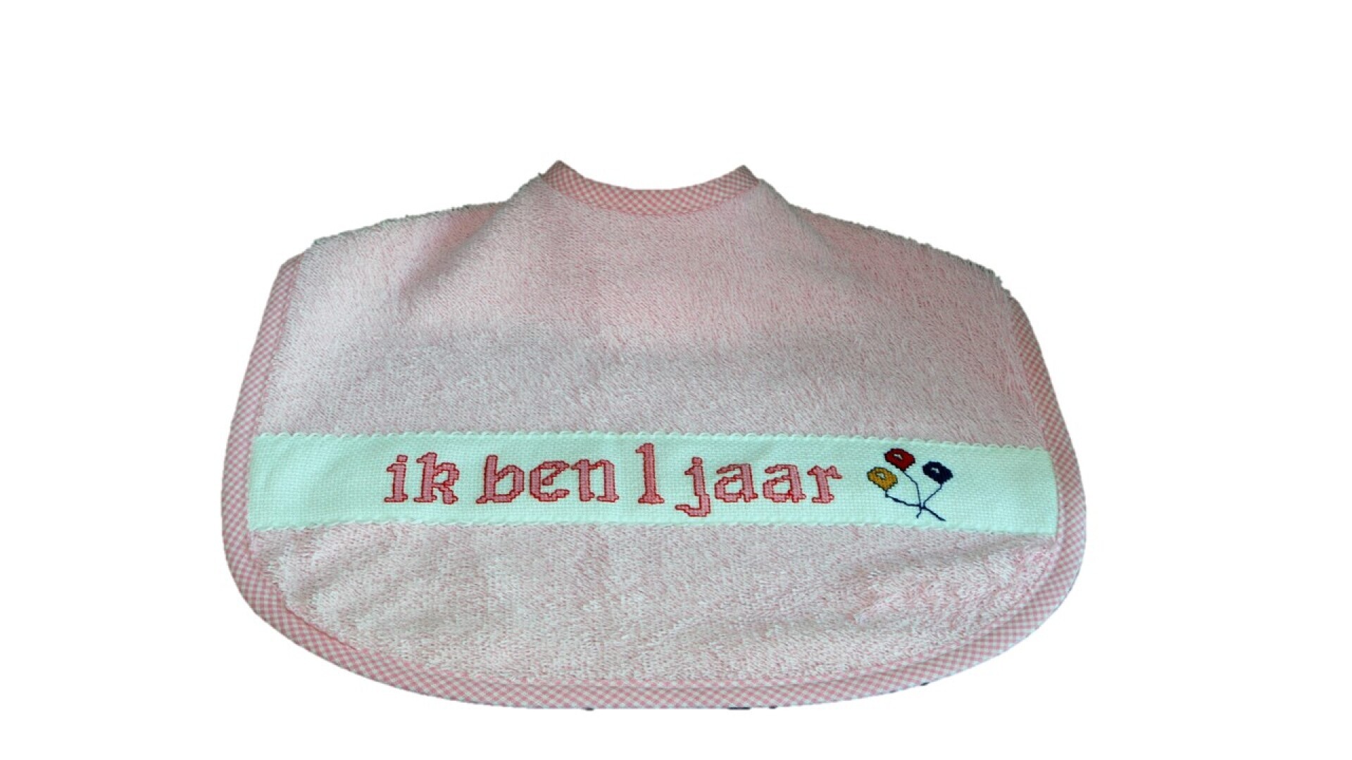 Slab; 'ik ben 1 jaar ' roze; 03.032