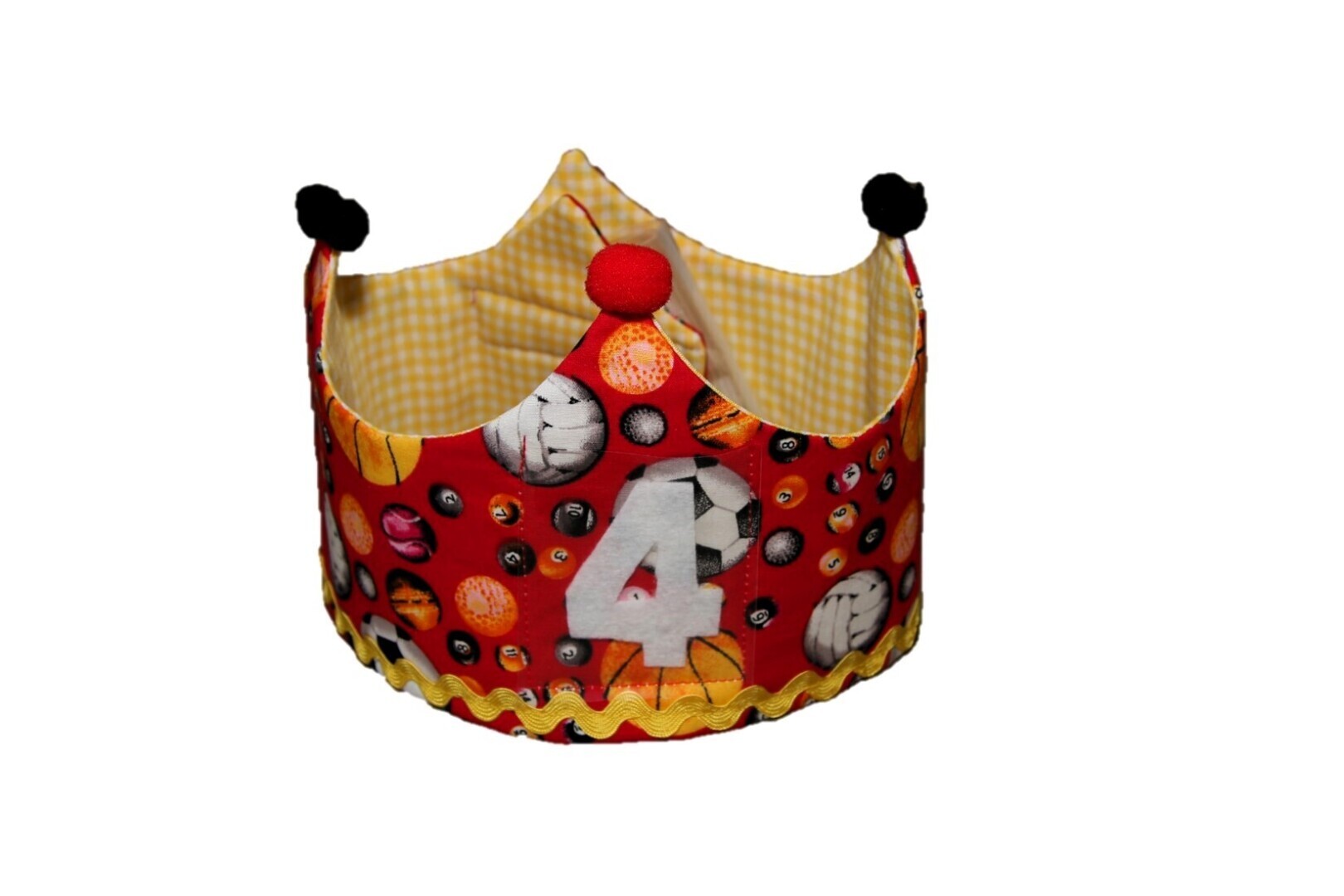 Feestkroon met verwisselbare cijfers 1-5; rood met diverse ballen