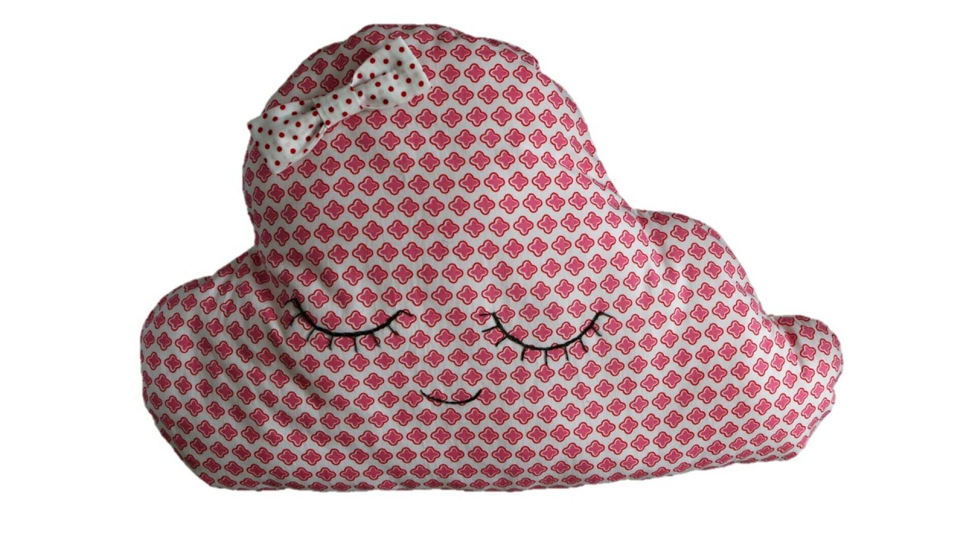 Wolk kussen wit/roze