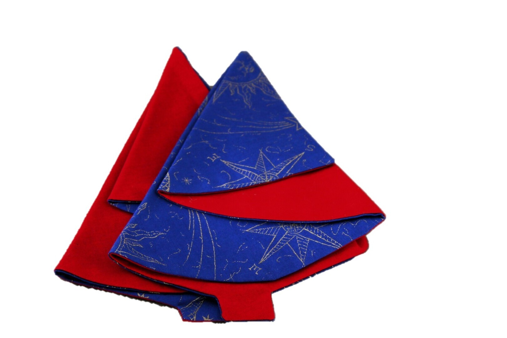 Kerstservetten, set van 2;blauw/goud/rood