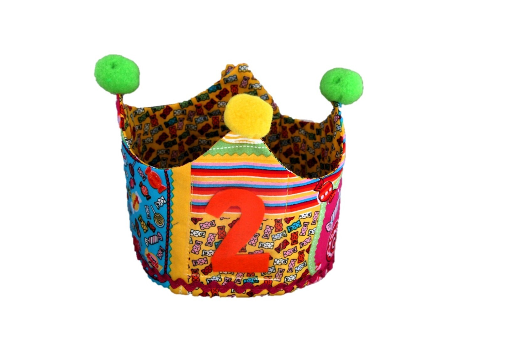 Feestkroon met verwisselbare cijfers 1-5; patchwork