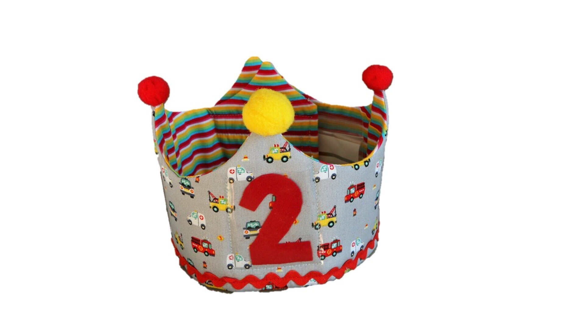 Feestkroon met verwisselbare cijfers 1-5; grijs met kleine autootjes