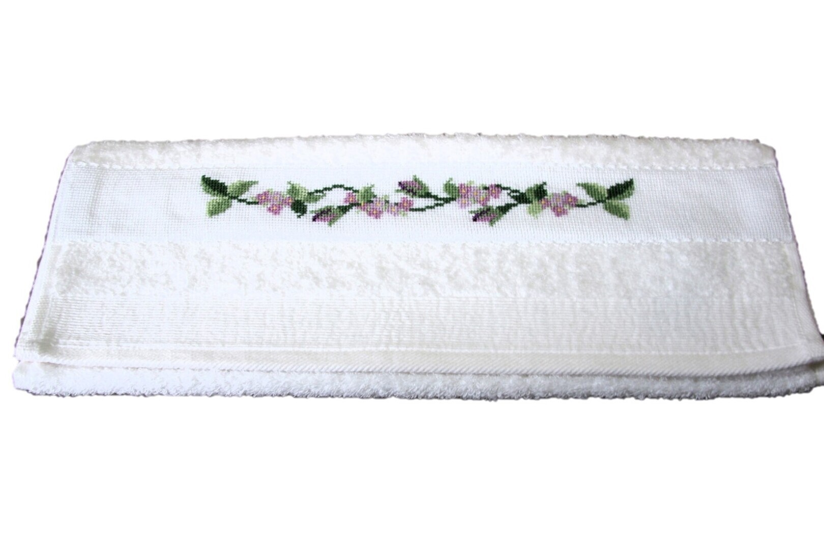 Gastendoekje; Lila bloemen rand 40x60 cm