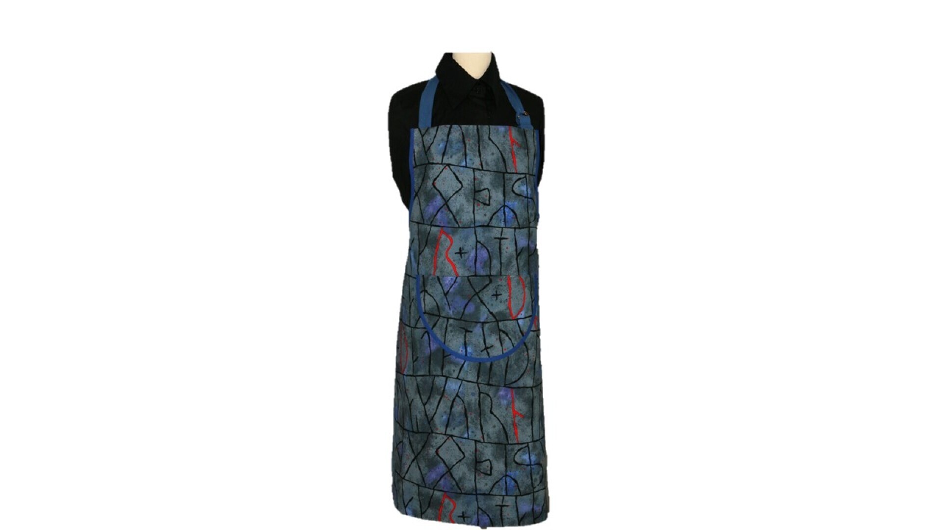 Keukenschort; Blauw fantasiestof