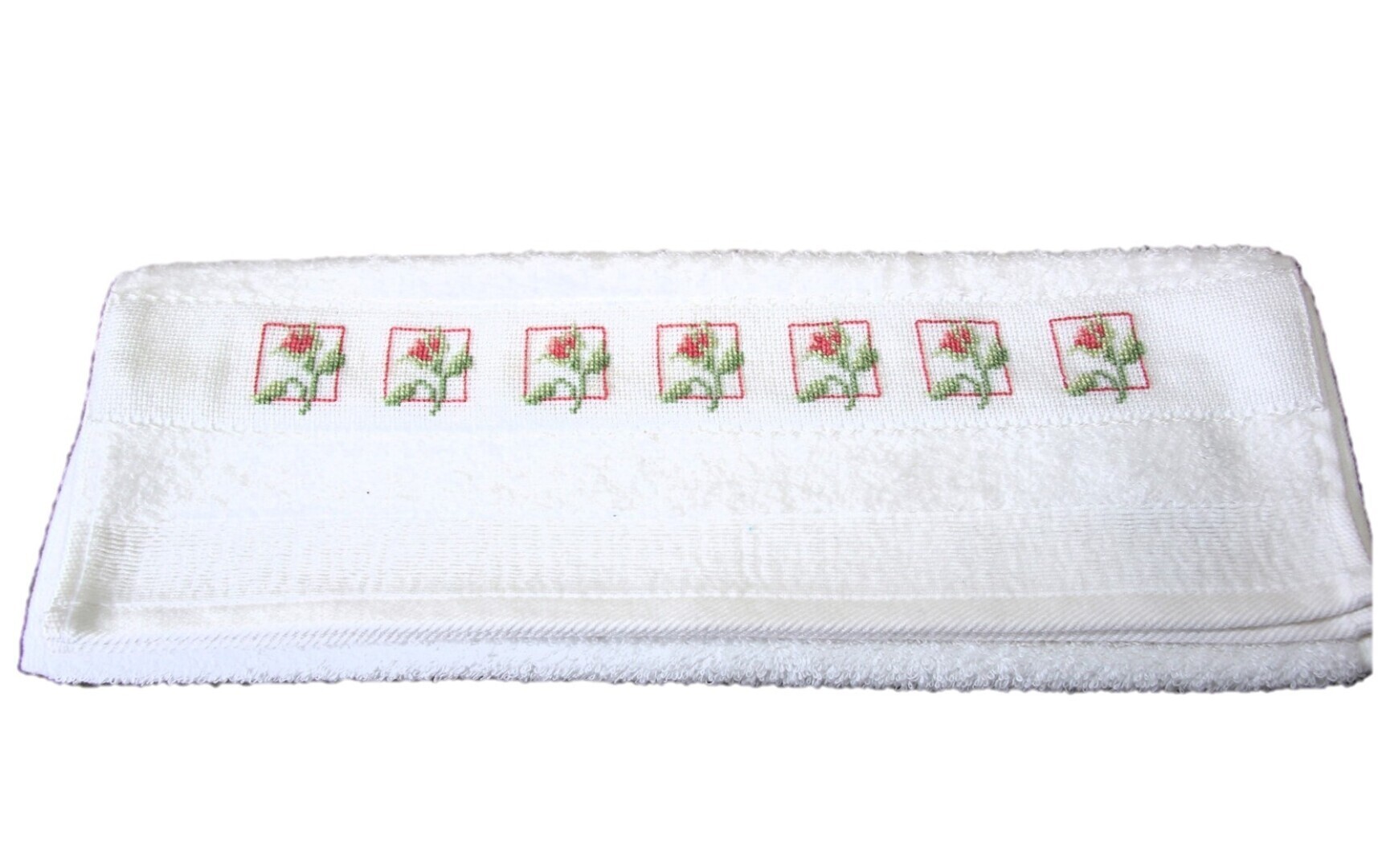 Gastendoekje; Zeven roosjes in kader, 40x60 cm