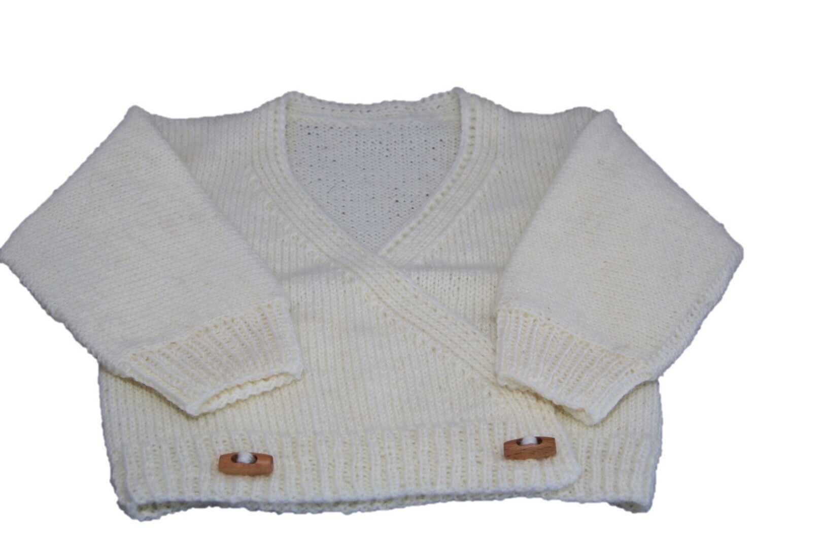 Overslag vestje; effen creme, maat 68,