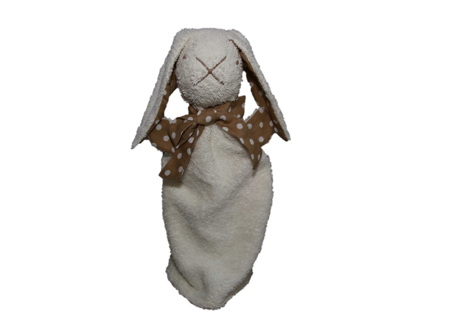 Slaaphaas creme; strik beige/witte stip