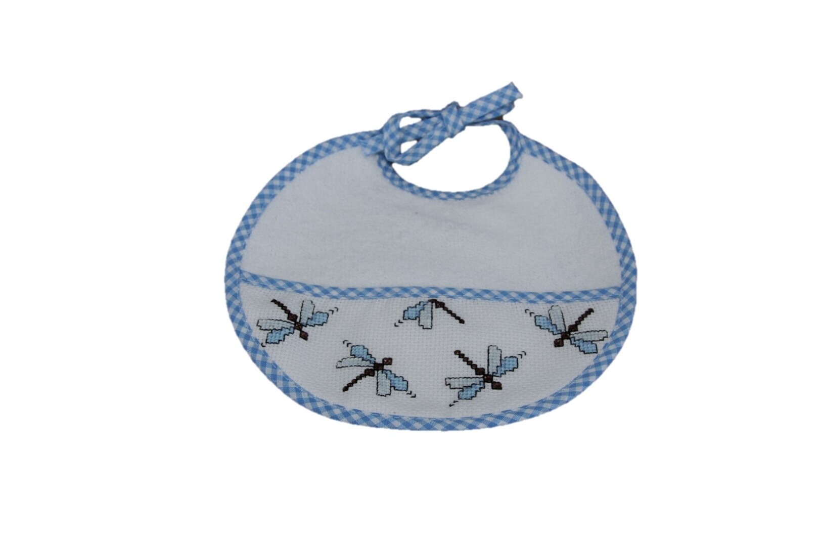 Slab, rond, wit/lichtblauw, libelle's