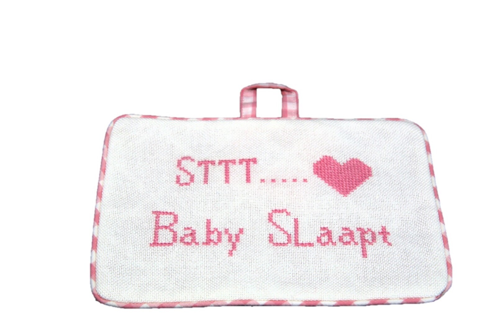 Deurhanger, roze tekst