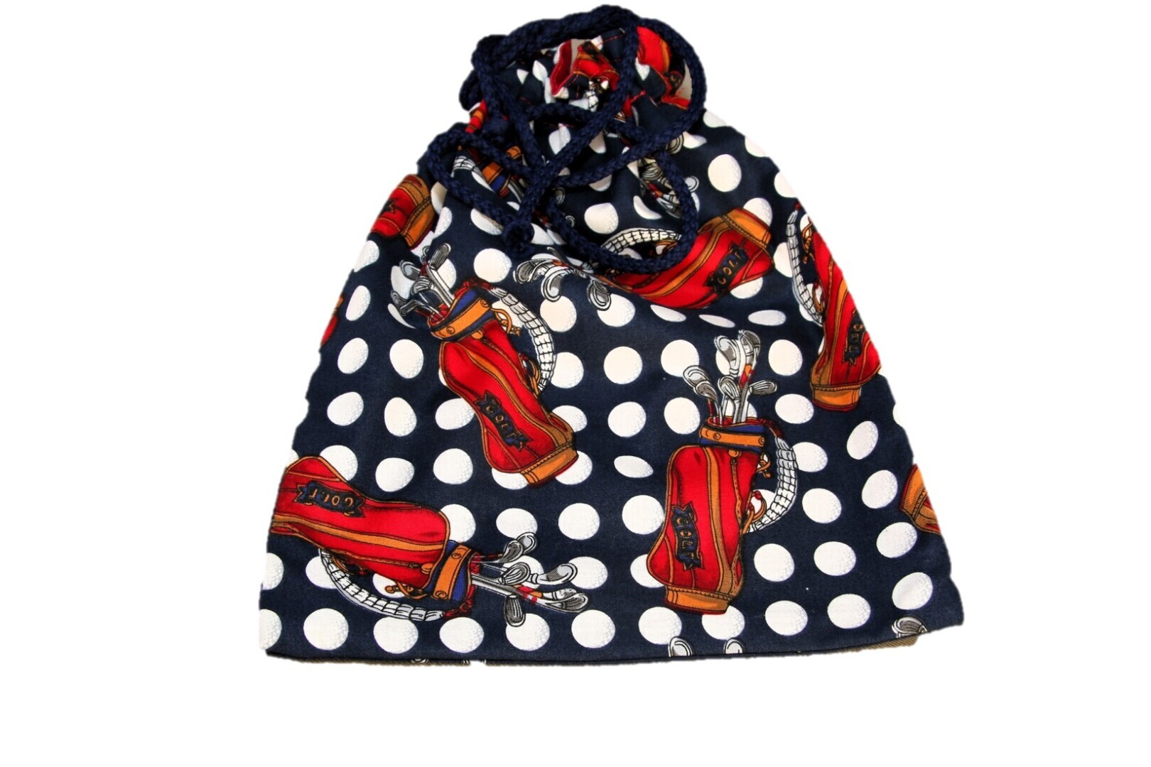 Golfballenzakje, blauw witte stip, golftassen