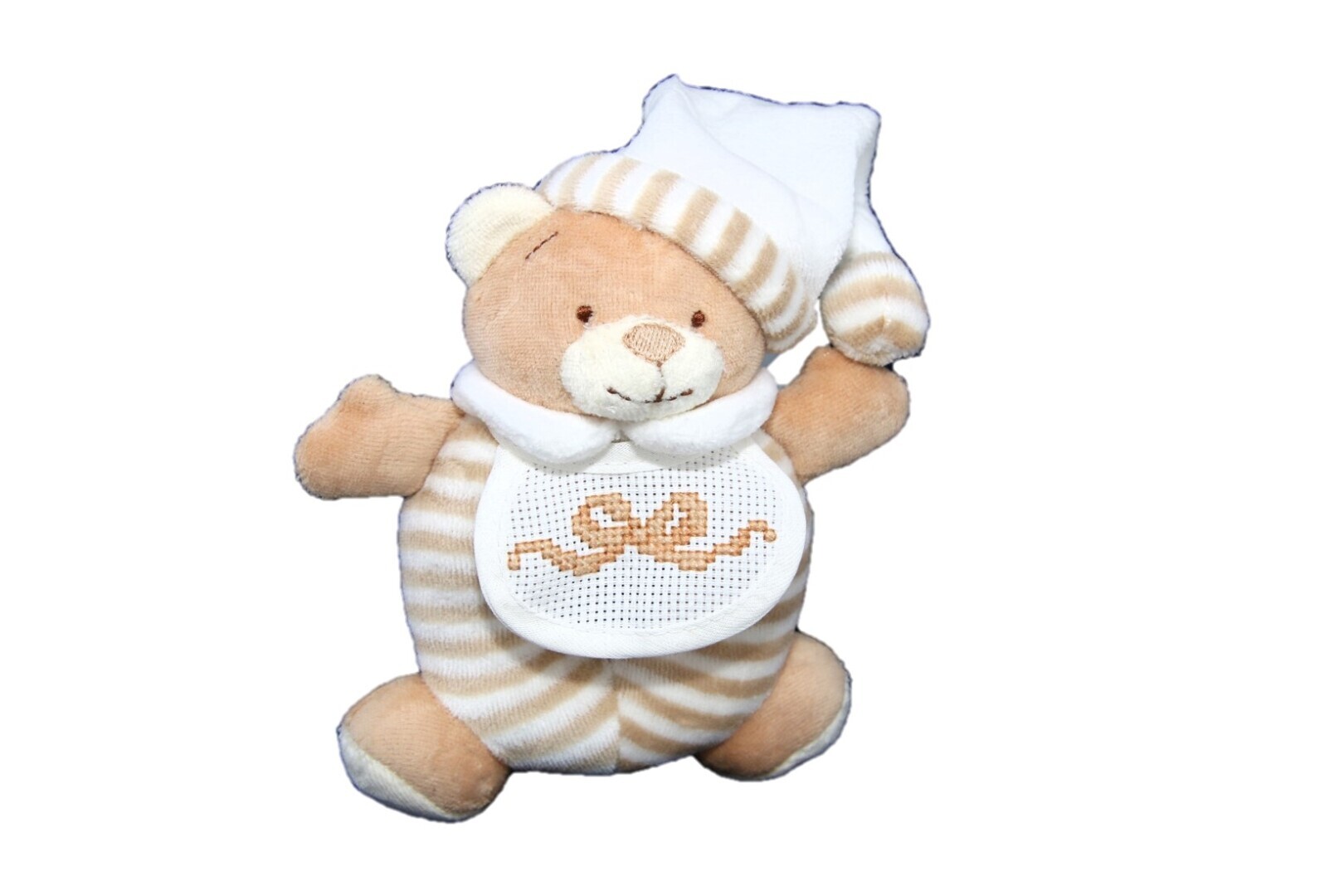 Beertje beige met slabje; met strik of naam op bestelling