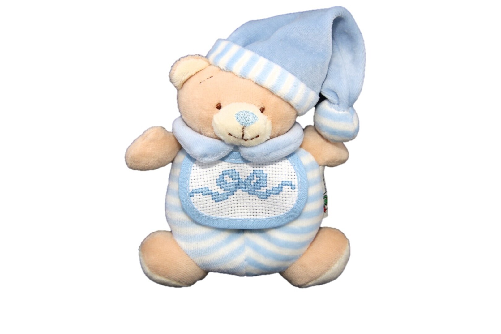 Beertje blauw met slabje; met strik of naam op bestelling