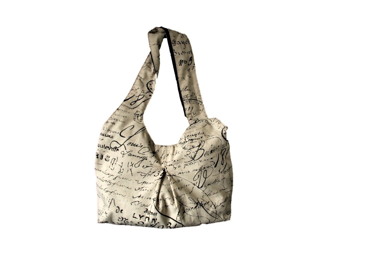 Shopper, beige zwarte tekst 