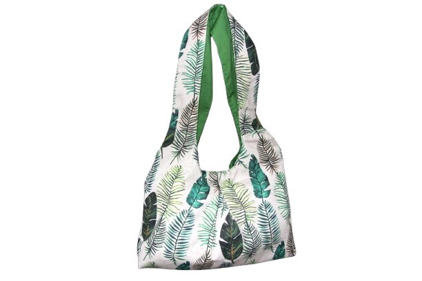 Shopper, beige groene bladeren