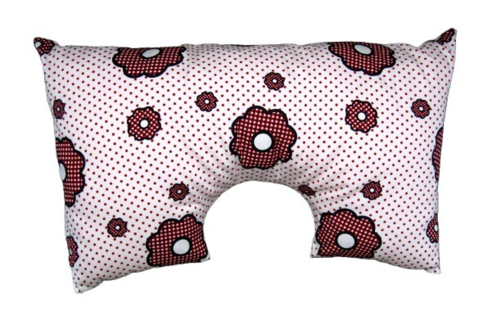 Nekkussen, wit rode stip-ruitbloem