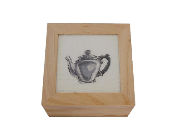 Houten thee- koffiecups doos, theepot