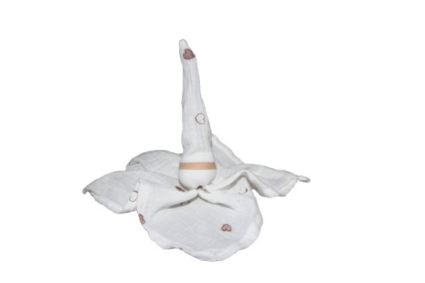 ​Antroposofisch Knuffeltje, hydrofiel wit met hartjes