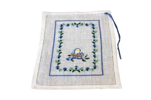 Geboorte merklap wiegje; blauw