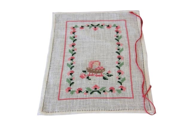 Geboorte merklap wiegje; roze
