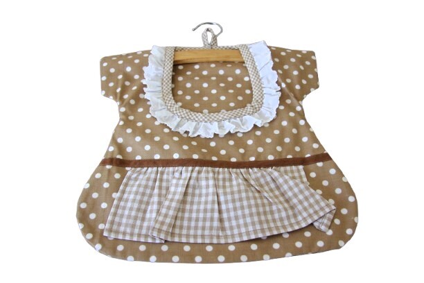 Wasknijperzak, beige witte stip