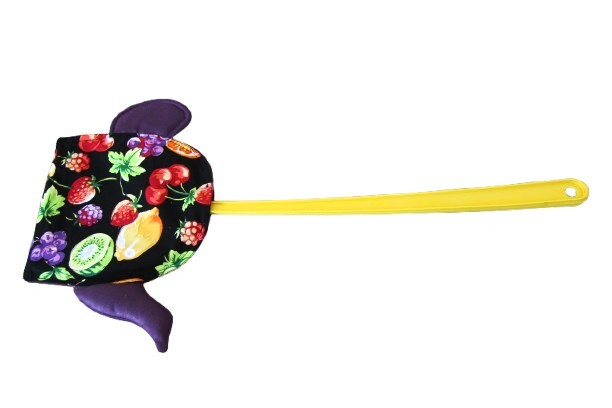 Vliegenmepper met beschermhoesje theepot; fruit
