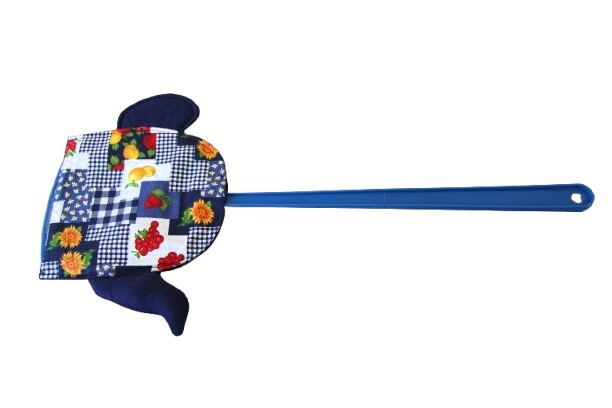Vliegenmepper met beschermhoesje theepot; patchwork fruit