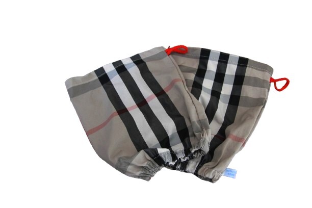 Set Morsmouwen, beige-zwart-rode ruit