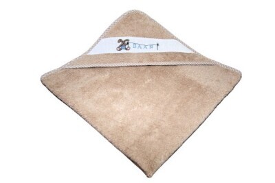 Badcape met naam in roze, lichtblauw, beige of wit, op bestelling